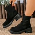thumbnail image 2 of Dasayo Black Women's Boots Ankle Waterproof Low Heel Stretchy Round Toe Warm Hiking Boots Ladies Shoes 36, 2 of 9