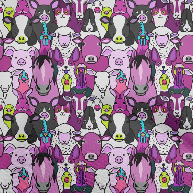 oneOone Polyester Spandex Purple Fabric Horse Sewing Material Print Fabric By The Yard 56 Inch Wide