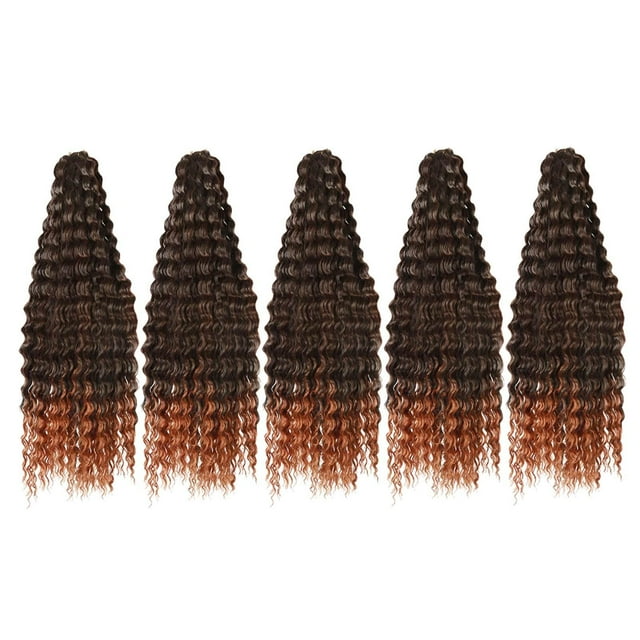 5x paquetes de cabello ondulado profundo pelucas rizadas paquetes de cabello sintético a granel para fiesta de trenzado Marrón
