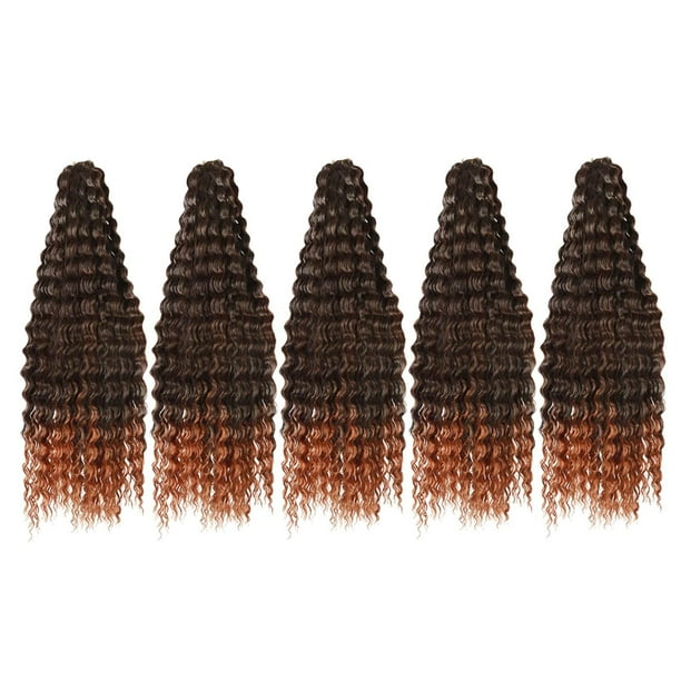 Mechones de cabello profundo, paquete de 5 unidades, extensión sintética para peinados bohemios Marrón