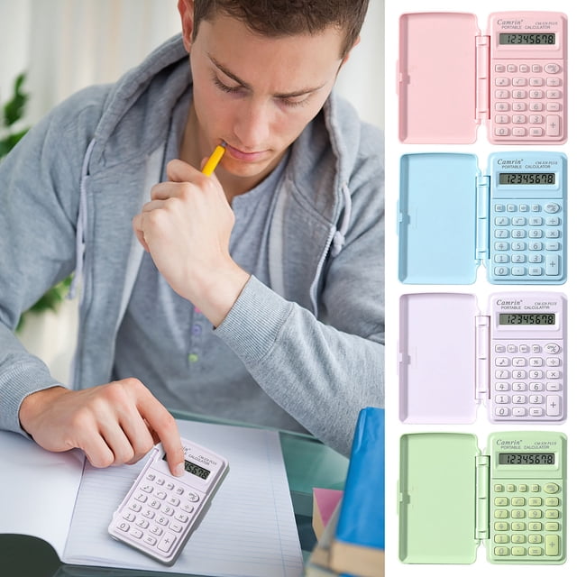 Yrmaups 4Pcs Mini Scientific Calculator for Study, Portable Flip Counter with Large Display, Basic Standard Calculator for Study, Office, Home, Travel