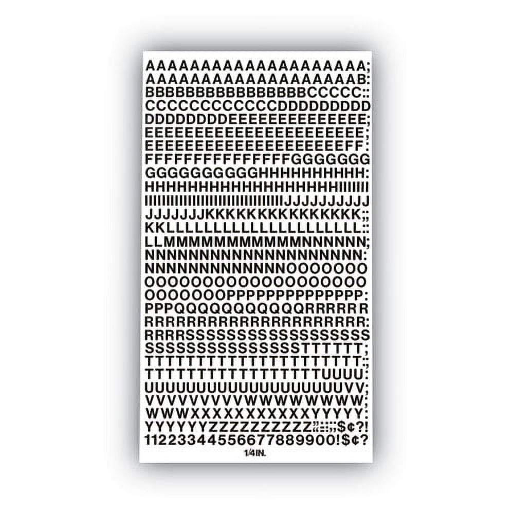 Press-On Vinyl Letters And Numbers, Self Adhesive, Black, 1/4"h, 610/pack | Bundle of 5 Packs
