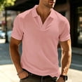 thumbnail image 2 of JTSRKL Mens Wrinkle Texture Tees Short Sleeve V Neck Summer Beach Golf Shirts Crinkled Cooling Lightweight Breezy Relaxed Pullover Tops Pink S, 2 of 9