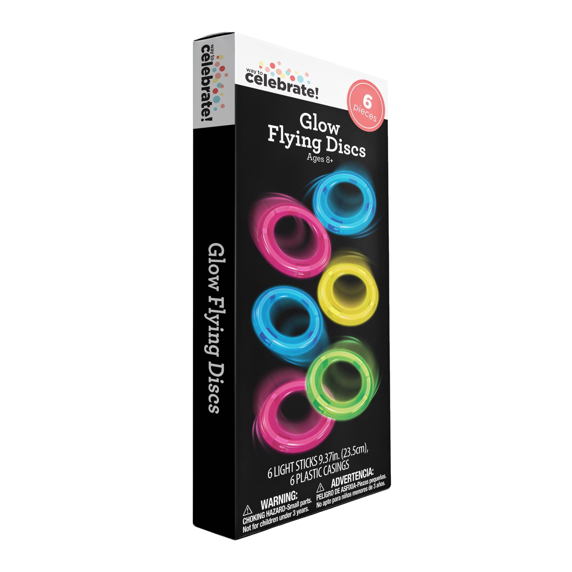 Multicolor Glow Flying Discs, 6 Count, Party Favors by Way To Celebrate