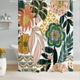 thumbnail image 3 of Boho Floral Shower Curtain 72 x 84 Inch, Bohemian Mandala Flower Extra Long Shower Curtain, Waterproof Fabric Leaves Bathroom Shower Curtains, 3 of 6