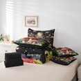 thumbnail image 5 of Frog Bed in a Bag Queen Comforter Set 7 Piece,Kawaii Mushroom Wild Plants Bedding Sets Botanical Butterfly Reptile Animals Starry Sky Sheet Set with Comforter,Black Red Green, 5 of 5