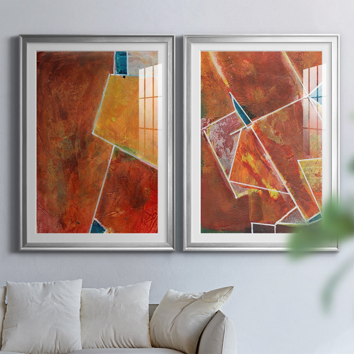 Wexford Home Primary Connection I Premium Framed Print, 30.5" x 42.5" - Ready to Hang, Silver (Set of 2)