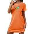 thumbnail image 2 of Drppepioner Nuisette Courte Surdimensionnée pour Femme, Mode, Imprimé sur la Poitrine, Robe de Nuit à Manches Courtes, Chemise de Nuit à Manches Courtes, Nuisette Décontractée Orange, 2 of 7