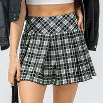 YTCAMLO Plaid Pleated Tennis Skirts for Women Athletic Stretchy Flowy Mini Skirts with Pockets School Uniform Gym Cheerleader Skirts, Dark Gray XL