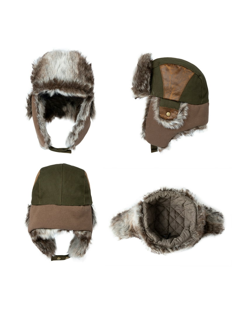 Men's Ushanka Trapper Hat: Warm Eskimo with Brim Winter