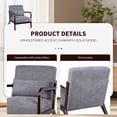 thumbnail image 5 of PAPROOS Mid Century Modern Accent Chair with Arms, Upholstered Reading Chair with Solid Rubberwood Frame, Lumbar Pillow and Thick Cushion for Living Room Bedroom, Dark Grey, 5 of 9