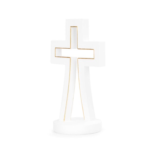 Figura Decorativa Religiosa de Porcelana 23cm - CRUZ - Crown Baccara