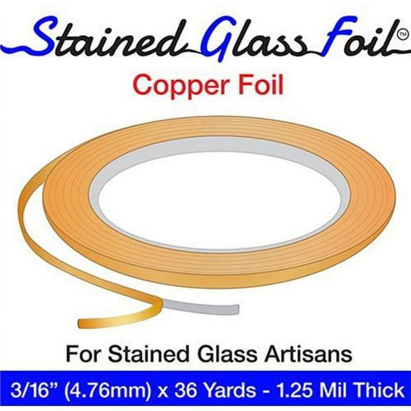 Stained Glass Foil Brand 3/16" Copper Foil - 1.25 Mil. Thick