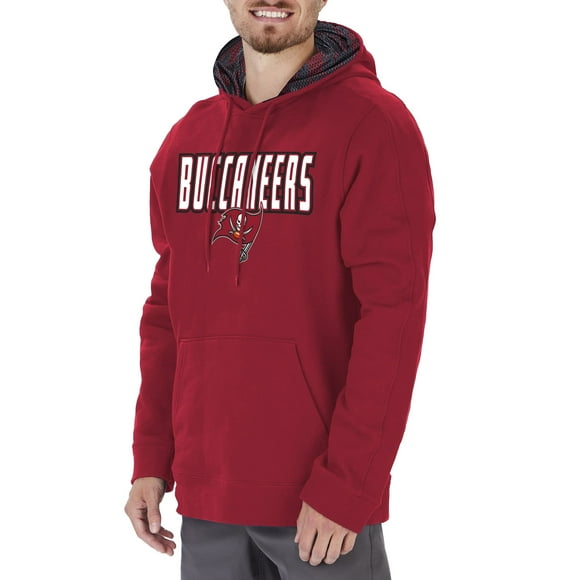 Zubaz Men's NFL Team Color, Primary Logo Hooded Hoodie with Viper Print Details, Tampa Bay Buccaneers, Small