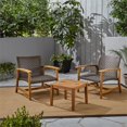 thumbnail image 3 of Noble House Hampton 3 Piece Outdoor Wood and Wicker Conversation Set in Mocha, 3 of 19