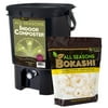 All Seasons Indoor Composter Kit, 5 Gal Black Plastic Composting Bin with Bokashi