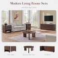 thumbnail image 3 of Aitjunz 33" Round Coffee Table, Modern Wood Center Table with Unique Pedestal Base for Living Room, Brown, 3 of 8
