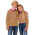 thumbnail image 3 of fatyb Kids Striped Long Sleeve Shirts for Boys Girls Color Block Casual Tops Lightweight Crew Neck Tees, 3 of 7