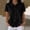 *Black, variant on Women's Collared Short Sleeve Button Down Shirt, Casual Solid Color Knit Blouse Black,Women's Plus XXL