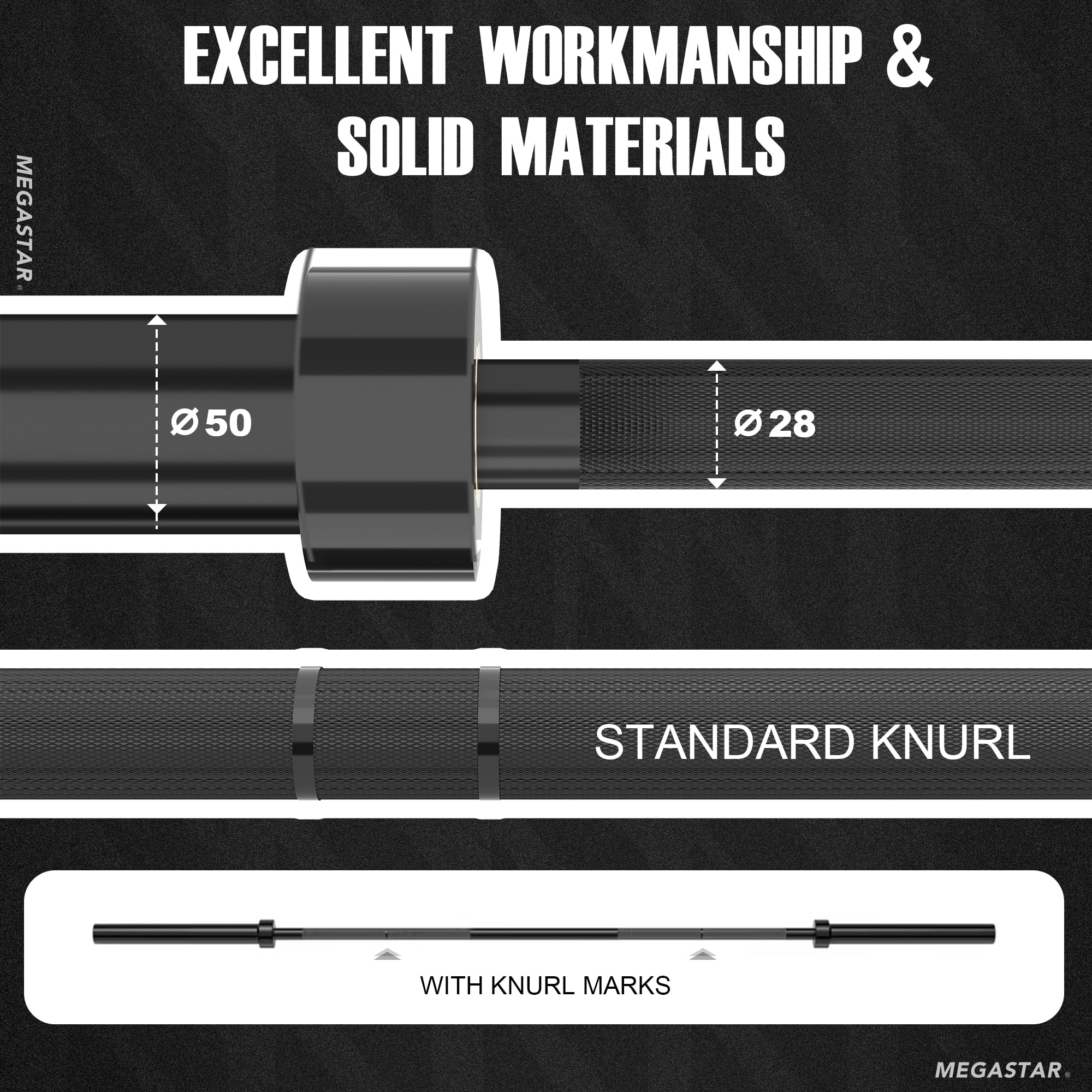 7ft Olympic Barbell, Barbell for Weightlifting and Powerlifting 45lb, Olympic Bar for 1500lbs Capacity, Weight Bar Fit 2" Standard Weights