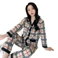 thumbnail image 5 of Primavera otoño ropa de dormir de mujer estilo coreano cárdigan abierto con cuello en V pantalones largos de manga larga conjunto de dos piezas ropa para el hogar se puede usar, 5 of 5