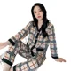 thumbnail image 5 of Primavera otoño ropa de dormir de mujer estilo coreano cárdigan abierto con cuello en V pantalones largos de manga larga conjunto de dos piezas ropa para el hogar se puede usar, 5 of 5