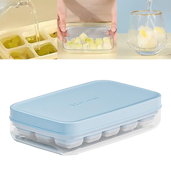 Congeladores Bandeja de hielo Apilable Ahorro de espacio Liberación fácil Fabricador de hielo Fabricación de bolas de hielo fabricante para chocolate 15 Rejillas Azul BLESIY Bandeja de hielo