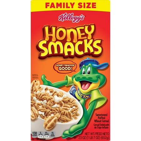 Kellogg's Honey Smacks Original Cold Breakfast Cereal, 23 oz