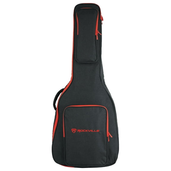 Rockville AGB45-RD Padded Acoustic Guitar Gig Bag with Neck Pad   Secure Strap