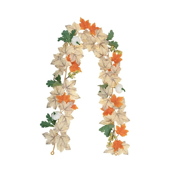 Eoozwa Guirlande de Feuilles d'Érable d'Automne 68,9 Pouces Guirlandes Artificielles d'Automne Citrouilles Blanches Vignes Décorations pour la Maison Extérieur Cheminée de l'Action de Grâce
