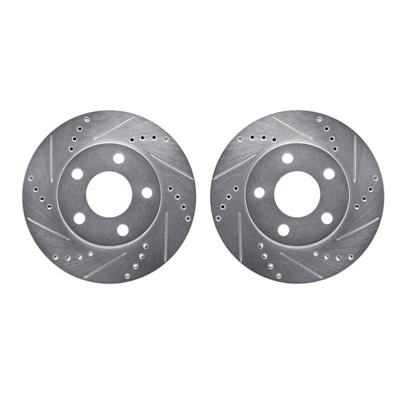 Dynamic Friction Company Front Brake Rotors-Drilled and Slotted-Silver 7002-47027