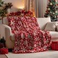 thumbnail image 1 of Couverture Jetée en Flanelle de Noël, Flocons de Neige Rouges Douce Duveteuse Peluche Confortable Couvertures en Molleton pour Canapé Sofa Lit Détente, Cadeaux Idéaux pour Enfants Adultes Épouse Soi, 50x60, 1 of 6
