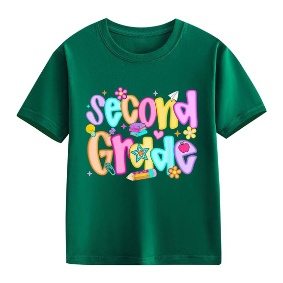 EnJoCho First Day of School Shirt for Girls Second Grade Back-to-School T Shirts Summer Cute Graphic Long Sleeve Crewneck Tops Back-to-School Tops for Elementar𝗒 Girls
