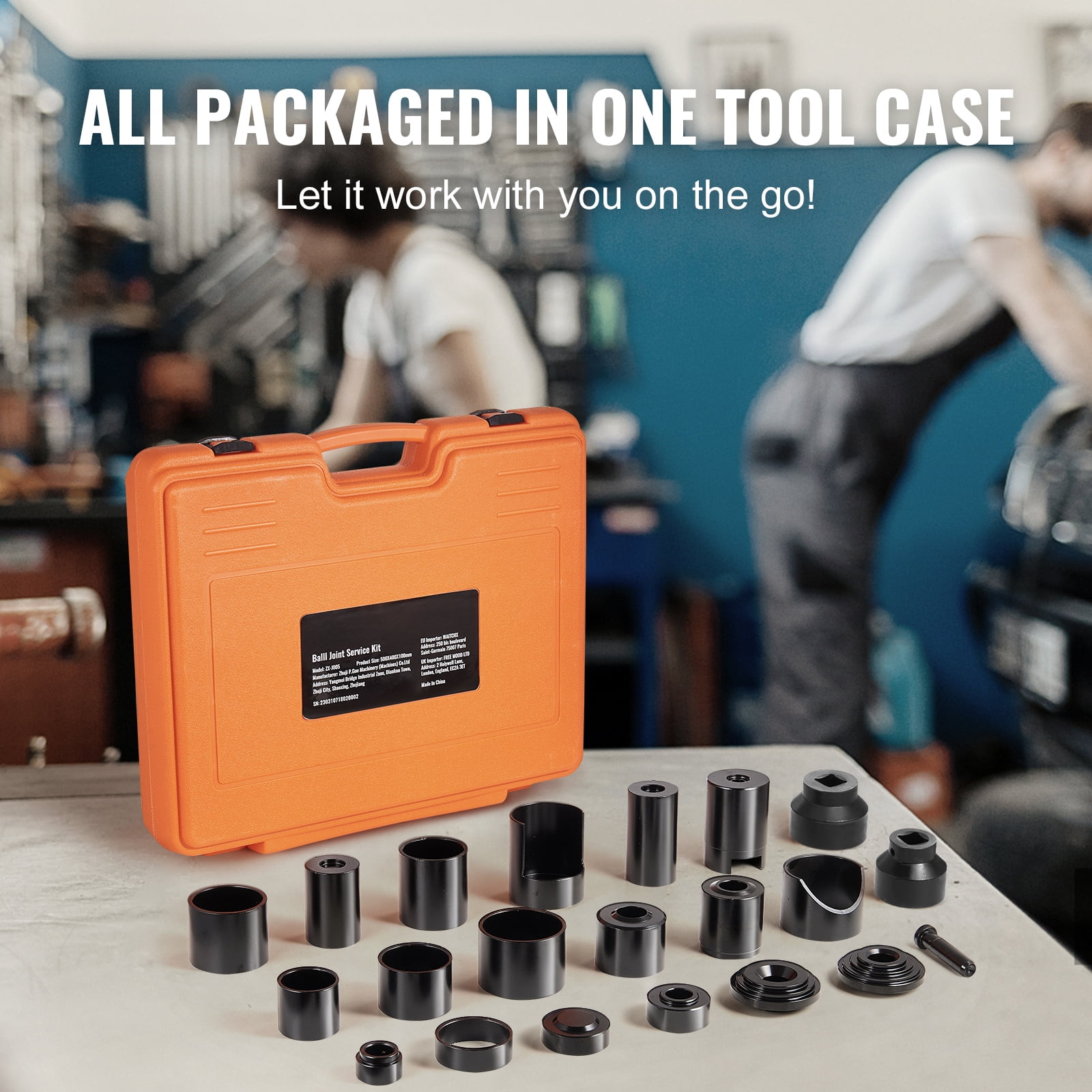 KFFKFF Ball Joint Press Set, 23-piece Tool Kit, C-press Ball Joint Disassembly and Assembly Tools, Suitable for Most 2WD and 4WD Vehicles, Robust Ball Joint Maintenance Kit for Vehicle Repairs