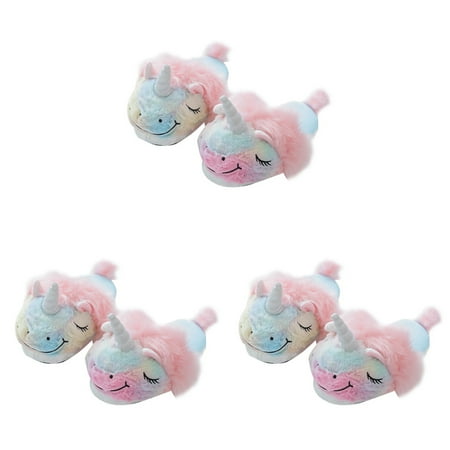 

BERTDOMD 3pcs Autumn Winter Plush Unicorn Cotton Slipper Keep Warm Fluffy Home Shoes Non-slip Mute Loafer for Adults (Suit for 35-39 Codes)