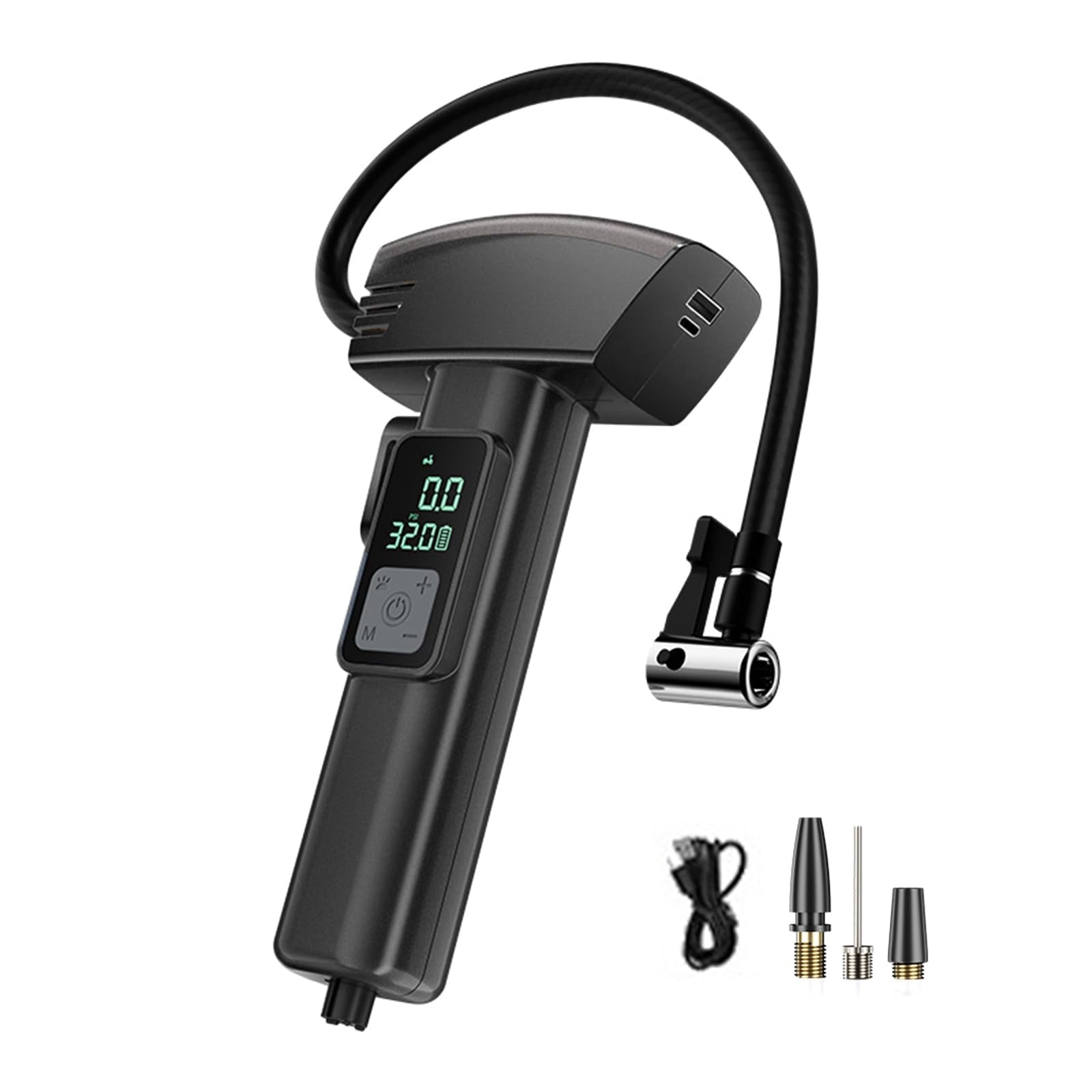 Tire Inflator Portable Air Compressor, 2X Faster 150 PSI Cordless Air Compressor with Digital LCD Pressure Gauge/LED Light/Power Bank, for Car, Motor, Bike, Motorcycle, Ball
