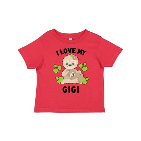 

Inktastic Cute Sloth I Love My Gigi and Green Leaves Gift Toddler Boy or Toddler Girl T-Shirt