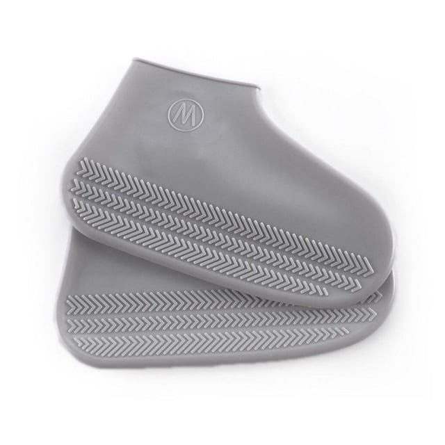 Inteprter Cubierta de zapatos Protector de zapatos impermeable de silicona Cubrezapatos antideslizantes resistentes al desgaste, blanco, S Paraguas de lluvia Gris L