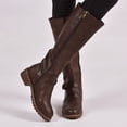thumbnail image 2 of CEHVOM Bottes Mi-Mollet d'Hiver Chaudes pour Femmes avec Rivets, Fermeture Éclair et Talons Sabots, 2 of 8