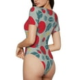 thumbnail image 3 of Naloa Tomato Women's Short-Sleeved Onesie, One-Piece Swimsuit for Parties, dates, clubs - Medium, 3 of 9
