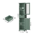 thumbnail image 4 of Homfa Bathroom Storage Tower, Narrow Linen Cabinet with Door and Drawers, Tall Bathroom Storage Cabinet for Small Spaces, Green, 4 of 8
