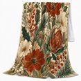 thumbnail image 2 of Printed Flannel Throw Blanket with Autumn Botanical Harvest Pumpkin Mantel, 2 of 9