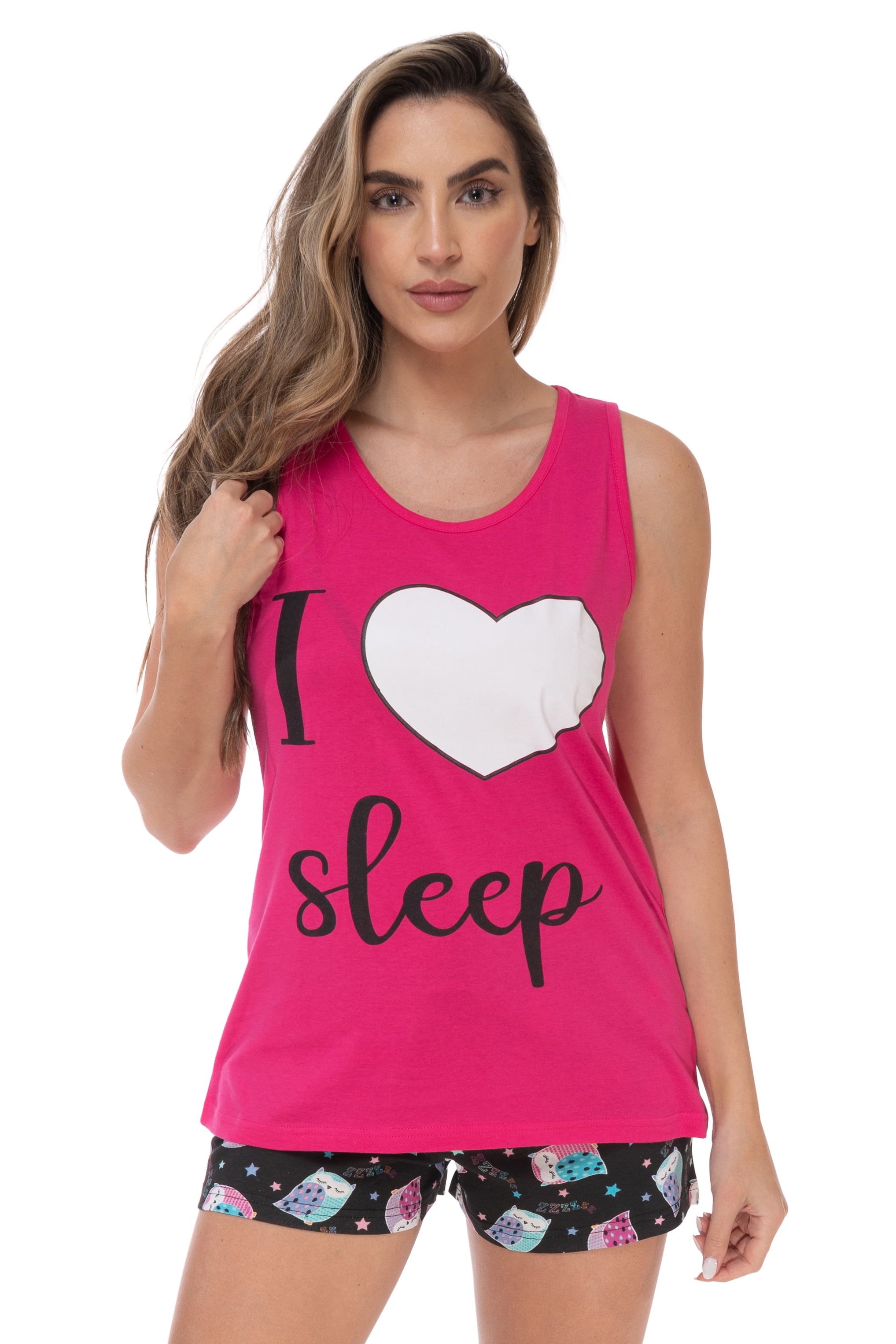 Women's 100% Cotton Pajama Set,Ribbed Tank w/Jersey Pant,3X Plus Love Sleep-Camo