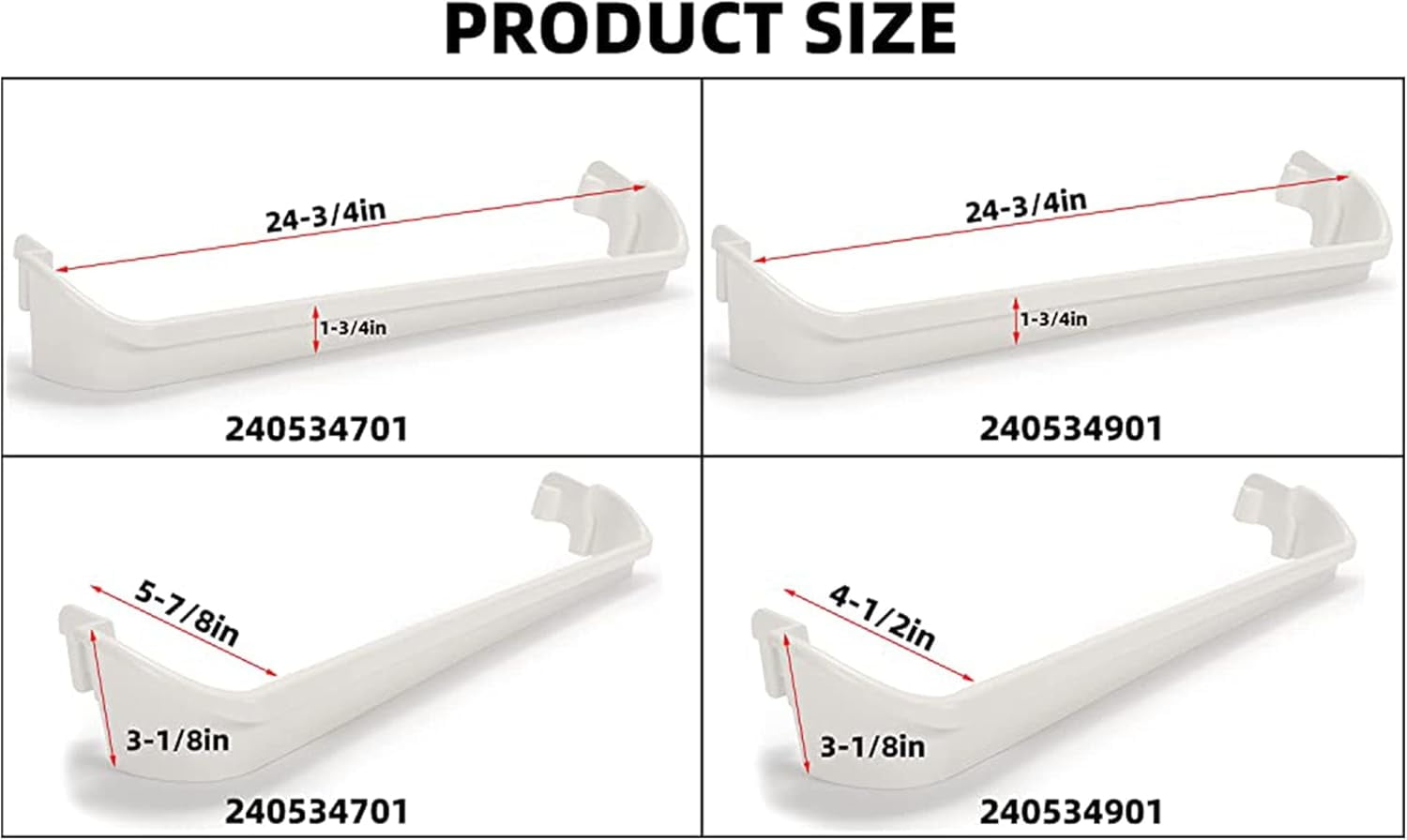 2 x 240534901 & 1 x 240534701 (Middle) Refrigerator Door Shelf Rack Bar Compatible with Frigidaire Kenmore Refrigerator Door Shelf Retainer Bar Replace for AP3214631 PS734936 948952 AP3214630