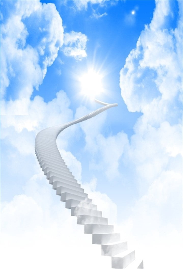 MOHome Polyster 5x7ft Heavenly Stair Backdrop Holy Celestial Clouds