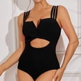 thumbnail image 2 of CAICJ98 Womens Swimsuits Women's Striped One Piece Swimsuit Plus Size Swimwear Modest Bathing Suits Black,S, 2 of 5