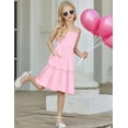 thumbnail image 4 of Arshiner Girls Tie Back Dress Spaghetti Strap Ruffle Hem Casual Summer Beach Sundress with Pockets, 4 of 7