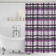 thumbnail image 4 of Purple Black Plaid Waterproof Fabric Shower Curtain,Farmhouse Purple Black Checkered Waterproof Fabric Shower Curtain for Bathroom Curtains Bathtubs Hotel Shower Curtains with 12 Hooks Small 36x72in, 4 of 8