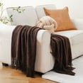 "Battilo Soft Dark Brown Knit Throw Blanket for Couch/Bed, Decorative