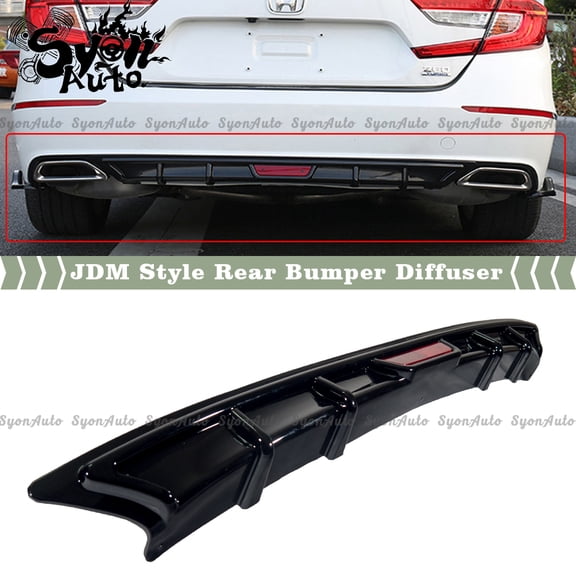 FITS 2018-2021 HONDA ACCORD GLOSSY BLACK JDM SPORT REAR BUMPER DIFFUSER SPLITTER